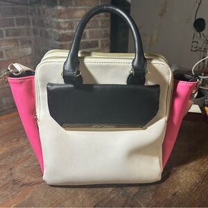 Betsey Johnson Black, Pink, and Cream Satchel